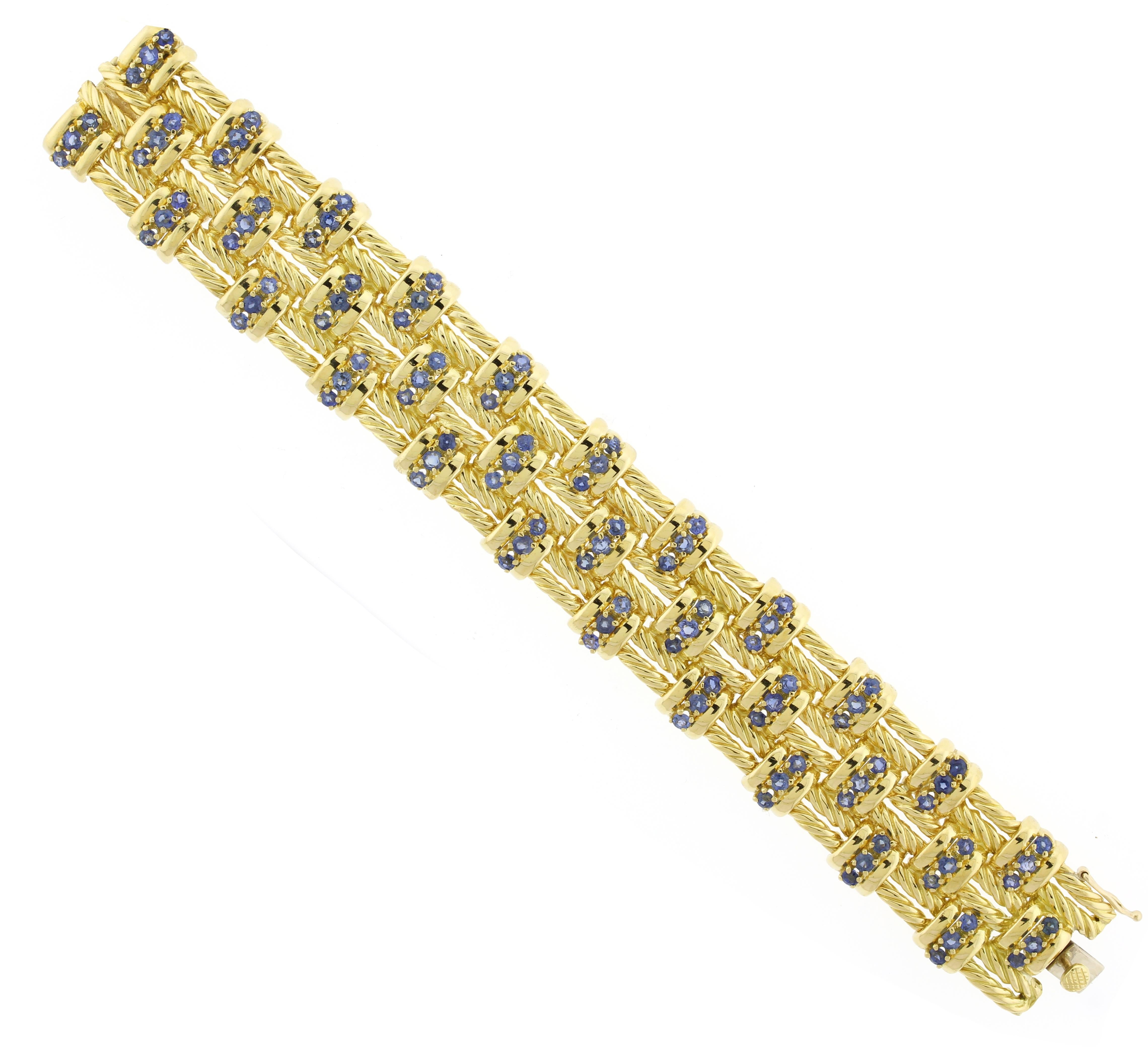 Tiffany & Co. Bracelet en or jaune 18 carats et saphirs Excellent état à Bethesda, MD