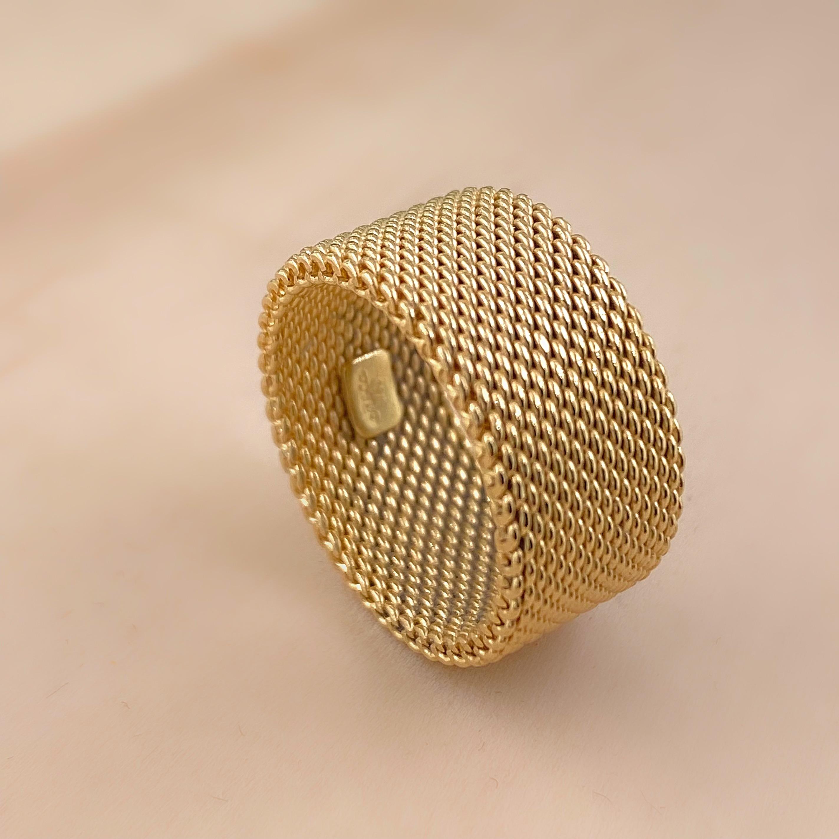 Tiffany & Co 18kt Yellow Gold Somerset Mesh Wide Band Ring 5