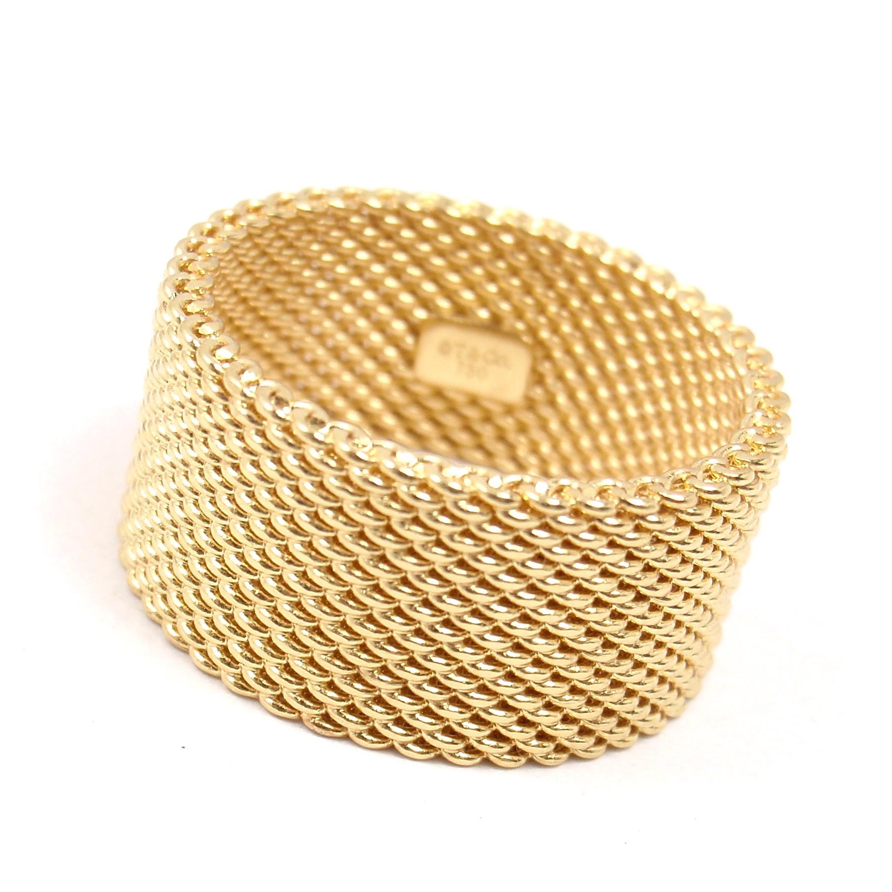 Tiffany & Co 18kt Yellow Gold Somerset Mesh Wide Band Ring 6