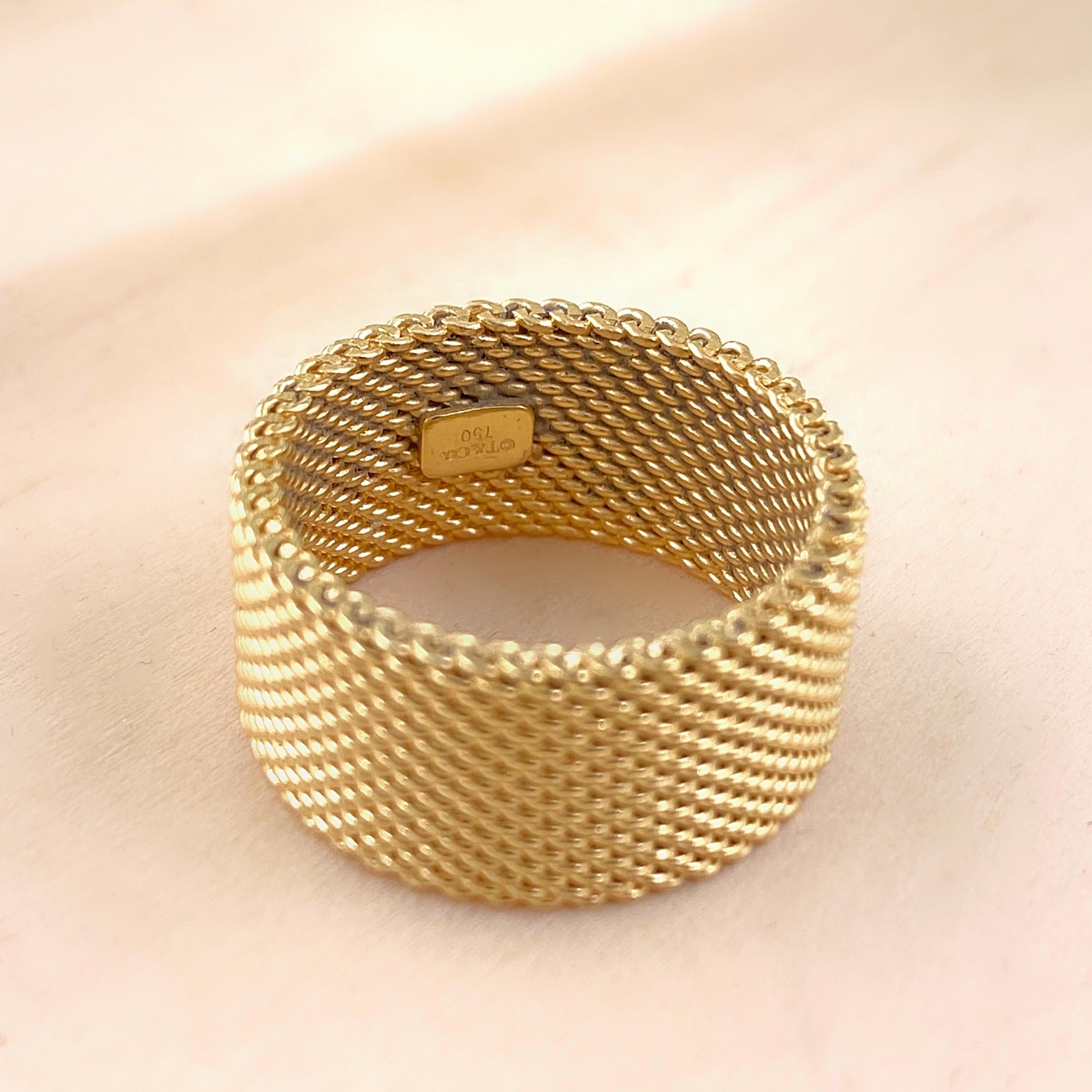 Women's or Men's Tiffany & Co 18kt Yellow Gold Somerset Mesh Wide Band Ring
