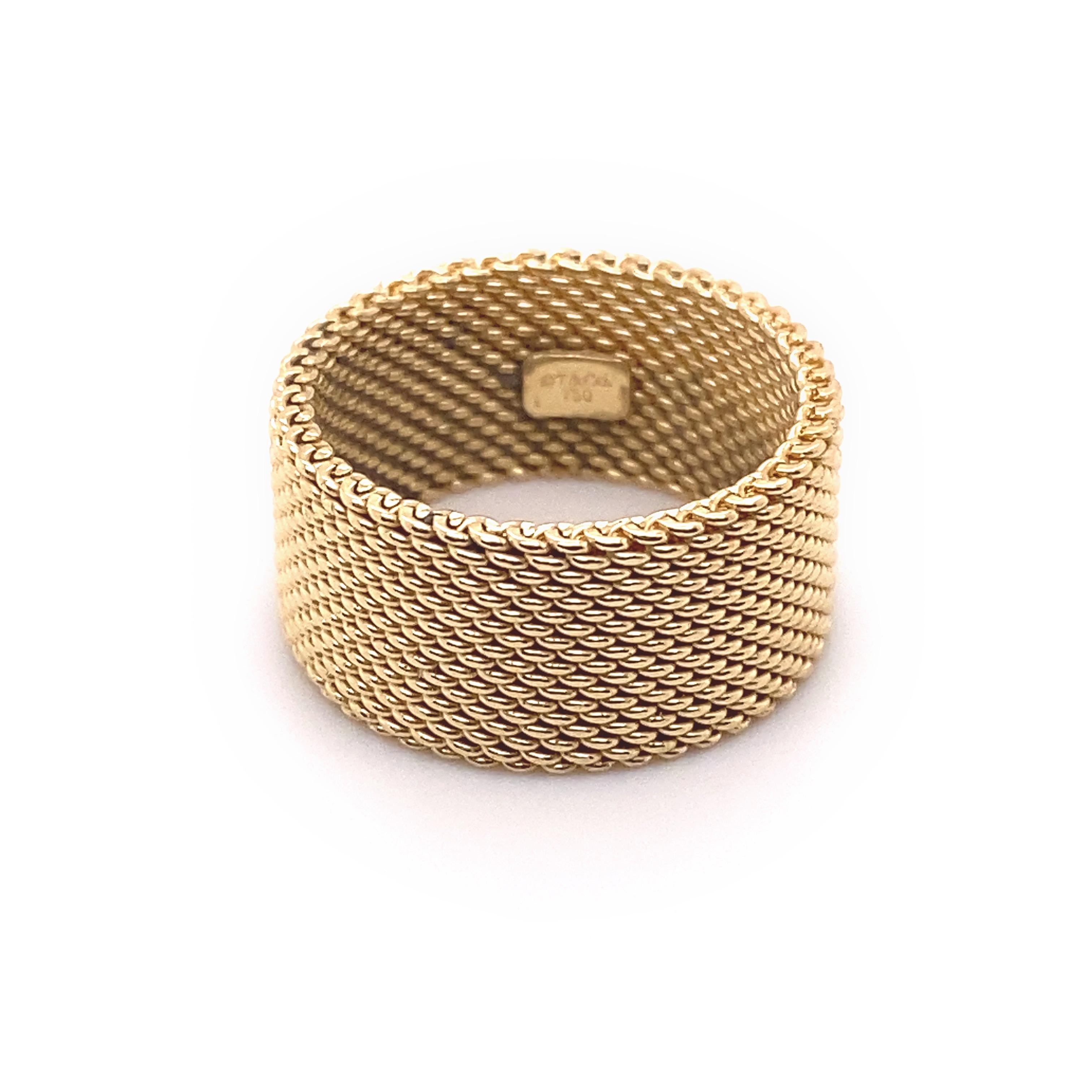 Tiffany & Co 18kt Yellow Gold Somerset Mesh Wide Band Ring 1