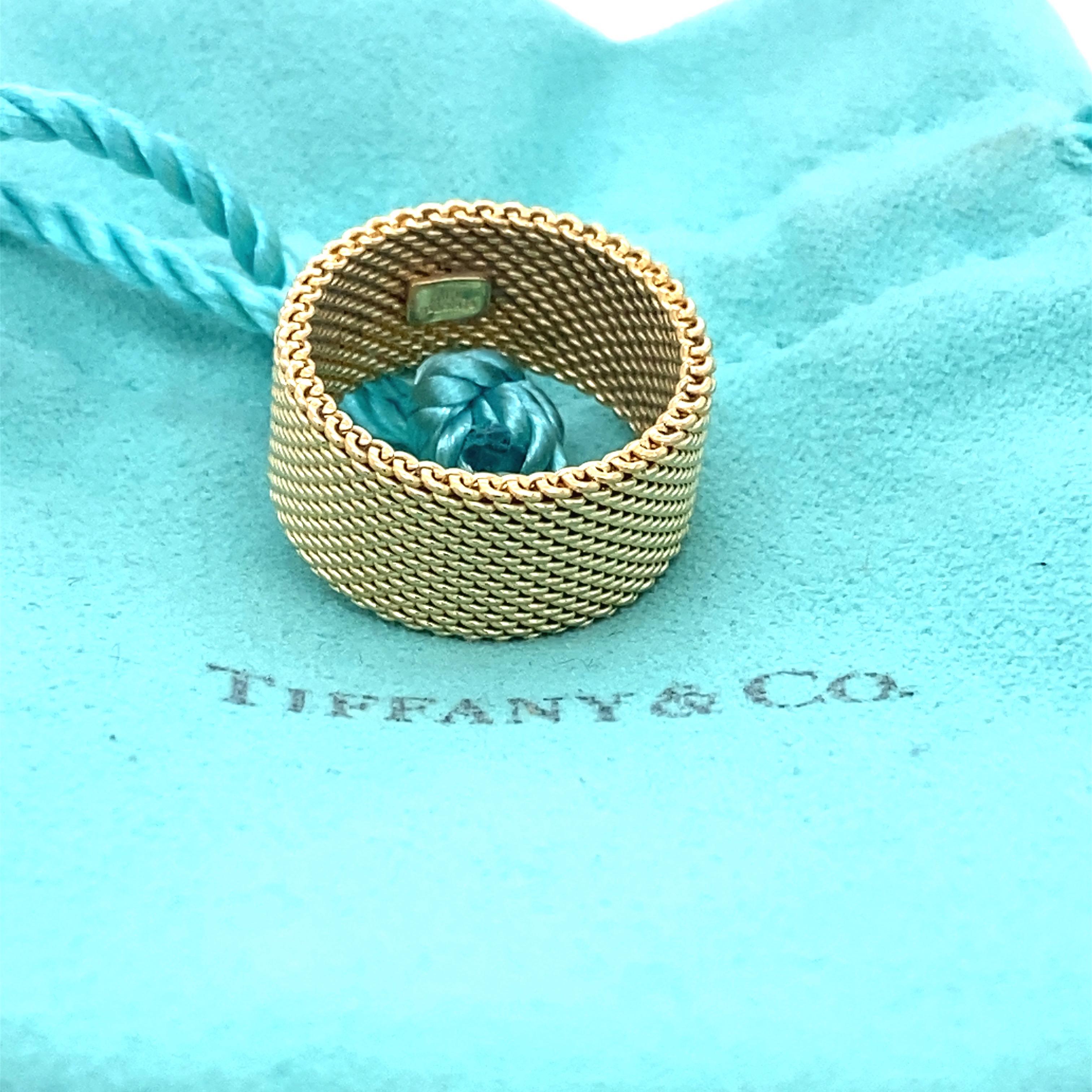 Tiffany & Co 18kt Yellow Gold Somerset Mesh Wide Band Ring 2