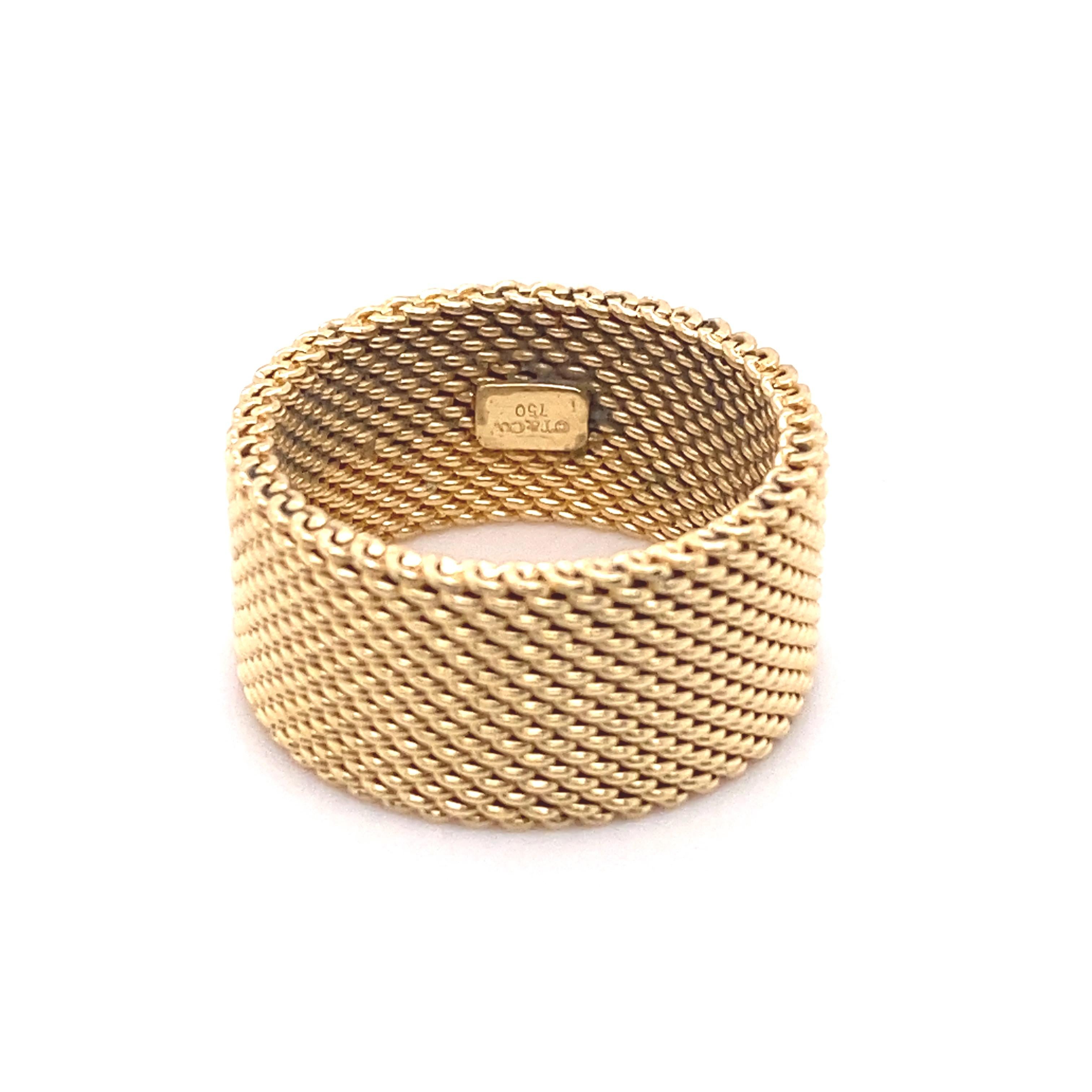 Tiffany & Co 18kt Yellow Gold Somerset Mesh Wide Band Ring 3