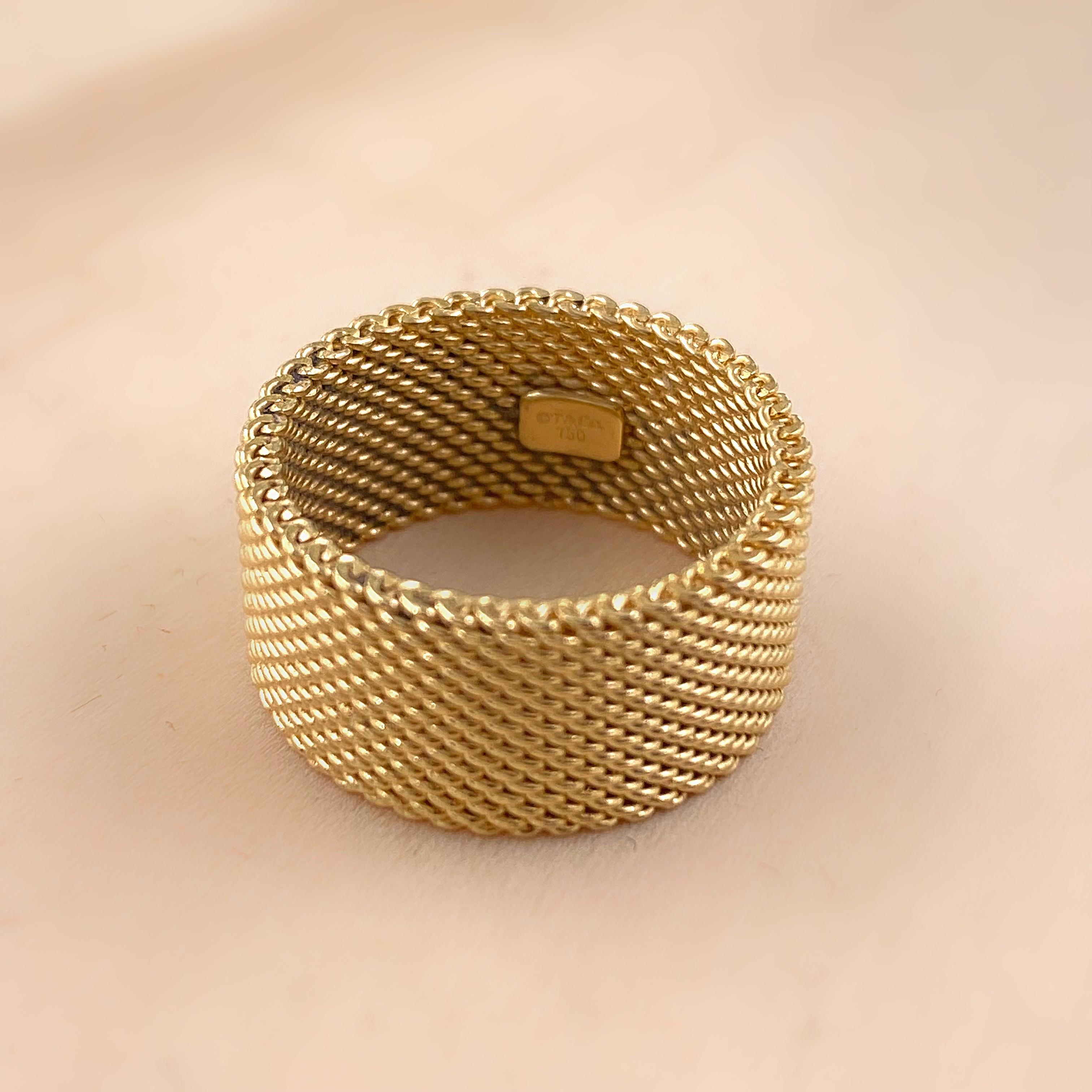 Tiffany & Co 18kt Yellow Gold Somerset Mesh Wide Band Ring 4