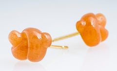 Tiffany & Co. 18 Karat Yellow Gold Carnelian Love Pretzel Knot Stud Earrings