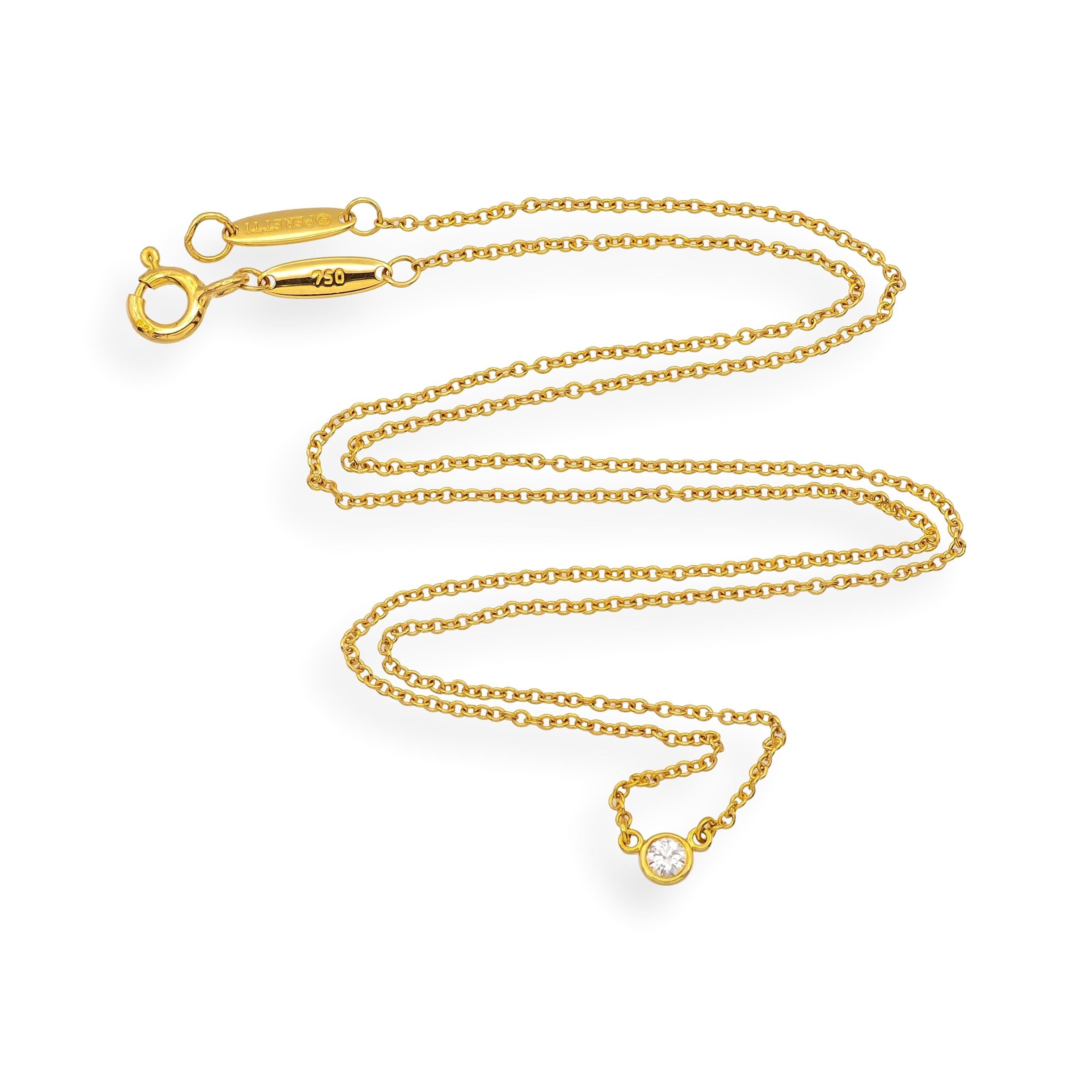 Tiffany & Co. 18KY Peretti Bezel Diamond by the Yard Necklace 16