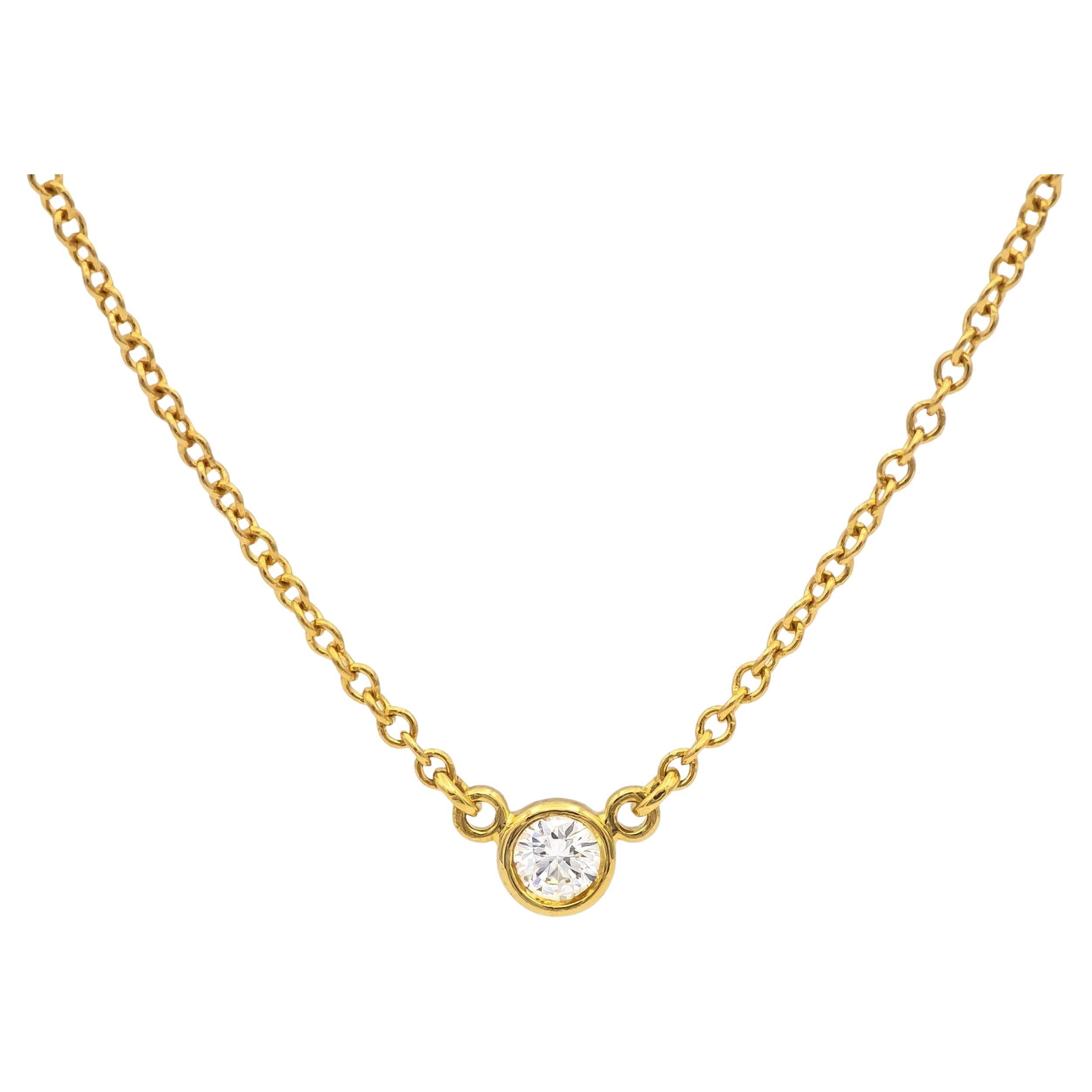 Tiffany & Co. 18KY Peretti Bezel Diamond by the Yard Necklace 16" .05ct F VS1