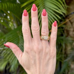 Tiffany & Co 18KYG Vannerie Basket Weave Diamond Band Ring Circa 1995