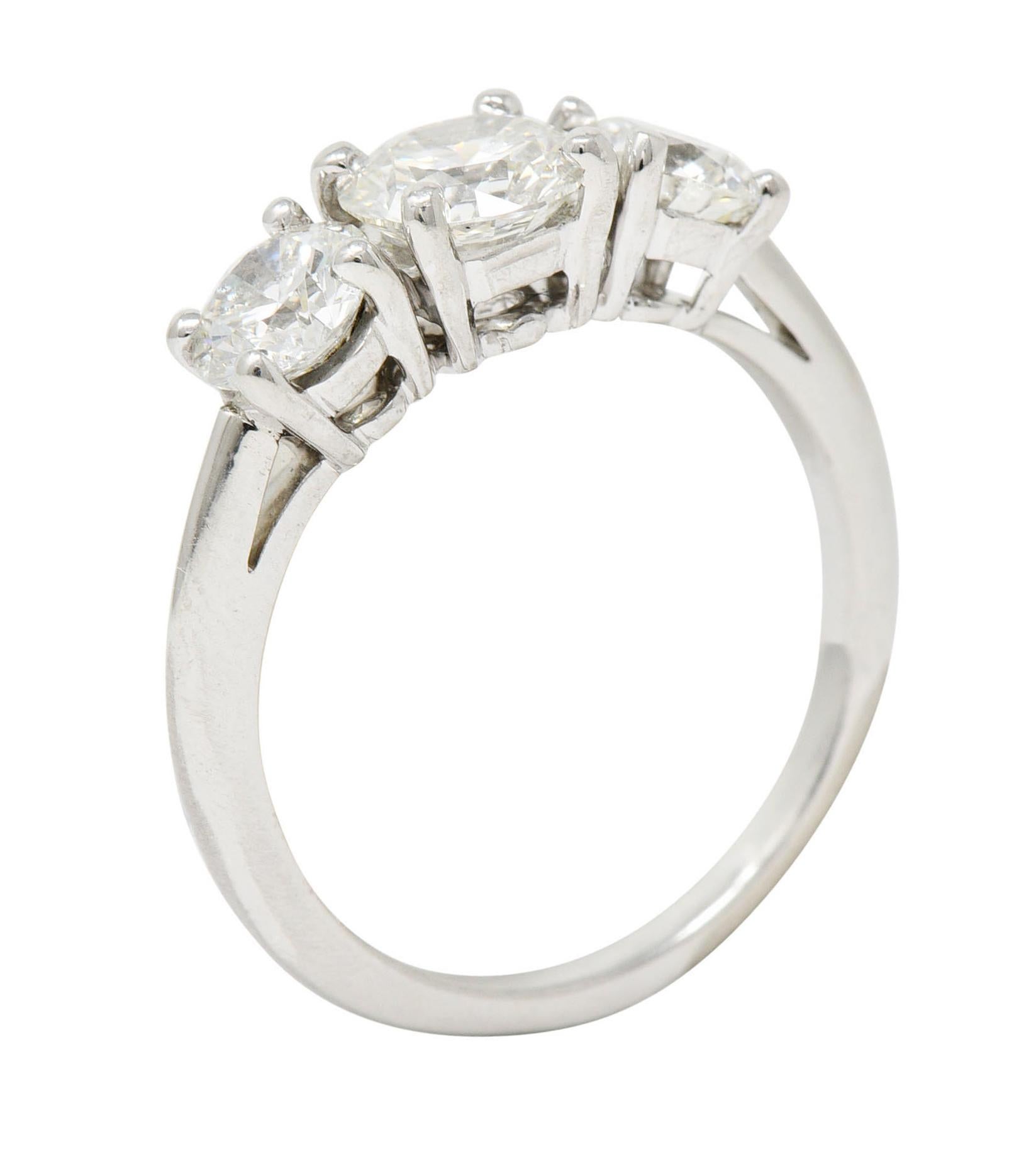 Tiffany & Co. 1.90 Carats Diamond Platinum Three Stone Ring 4