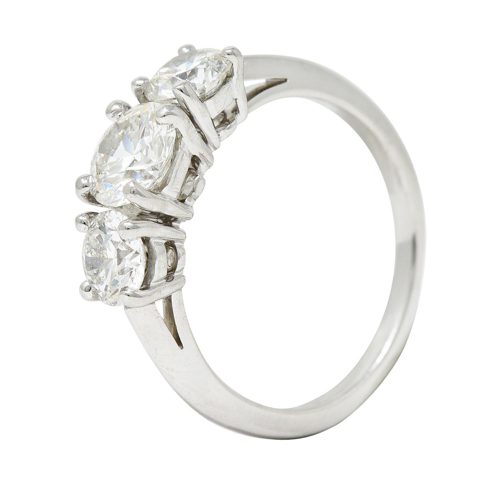 Tiffany & Co. 1.90 Carats Diamond Platinum Three Stone Ring 5