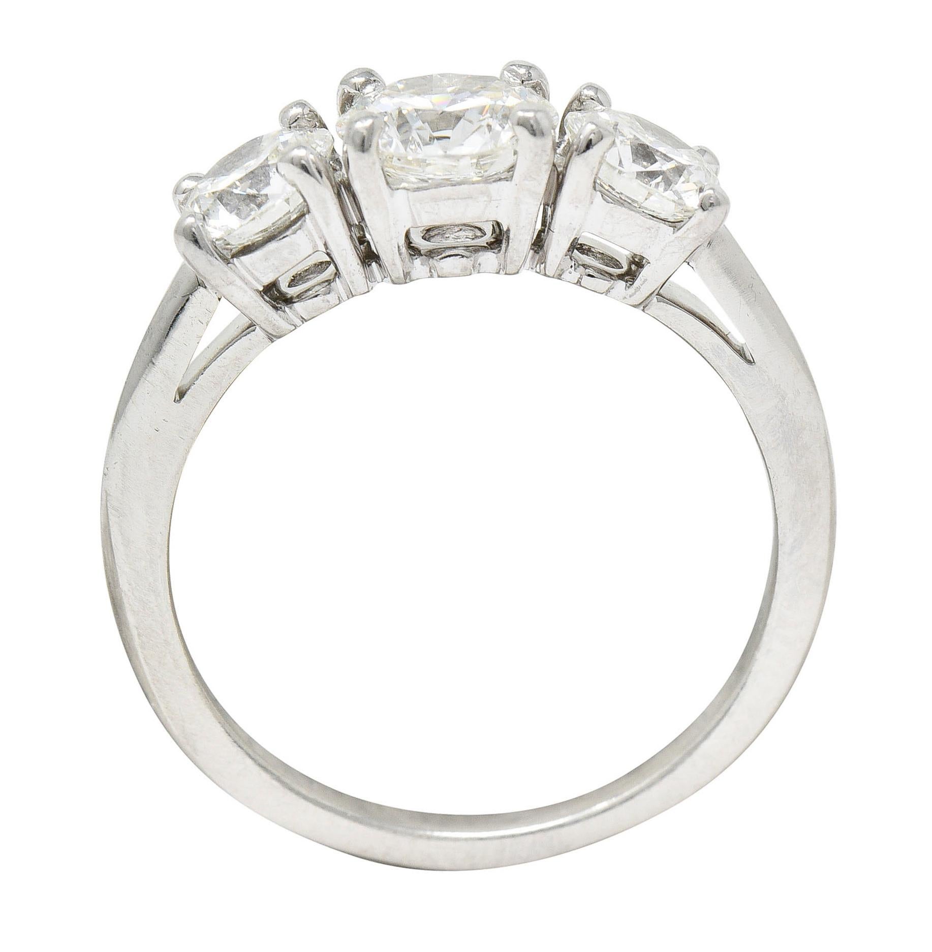 Tiffany & Co. 1.90 Carats Diamond Platinum Three Stone Ring 3