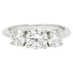 Tiffany & Co. 1.90 Carats Diamond Platinum Three Stone Ring