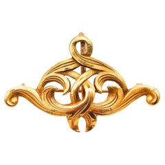 TIFFANY & CO. 1900 Art Nouveau Brooch With Scrolls In 18Kt Yellow Gold
