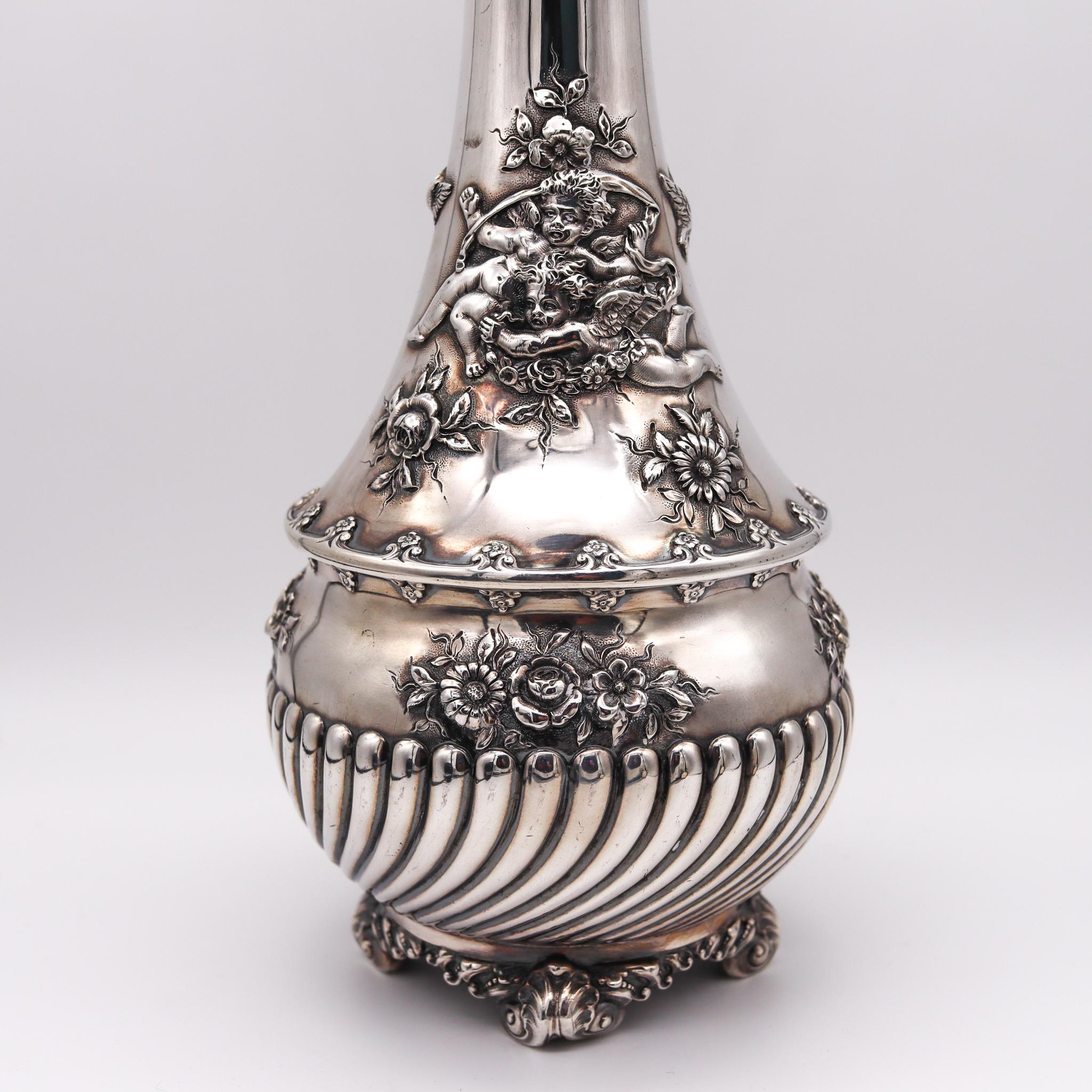 Tiffany & Co. 1900 Charles L Tiffany Edwardian Art Nouveau Sterling Trumpet Vase For Sale 3