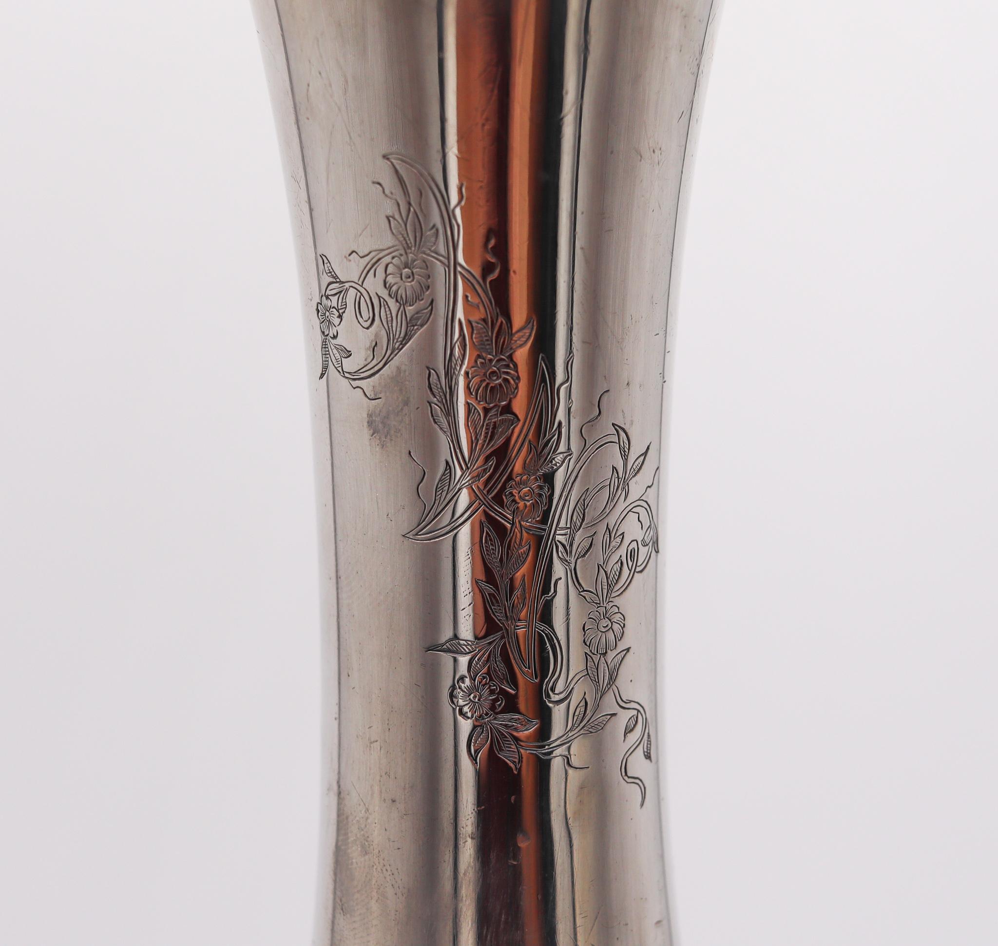 Hand-Crafted Tiffany & Co. 1900 Charles L Tiffany Edwardian Art Nouveau Sterling Trumpet Vase For Sale