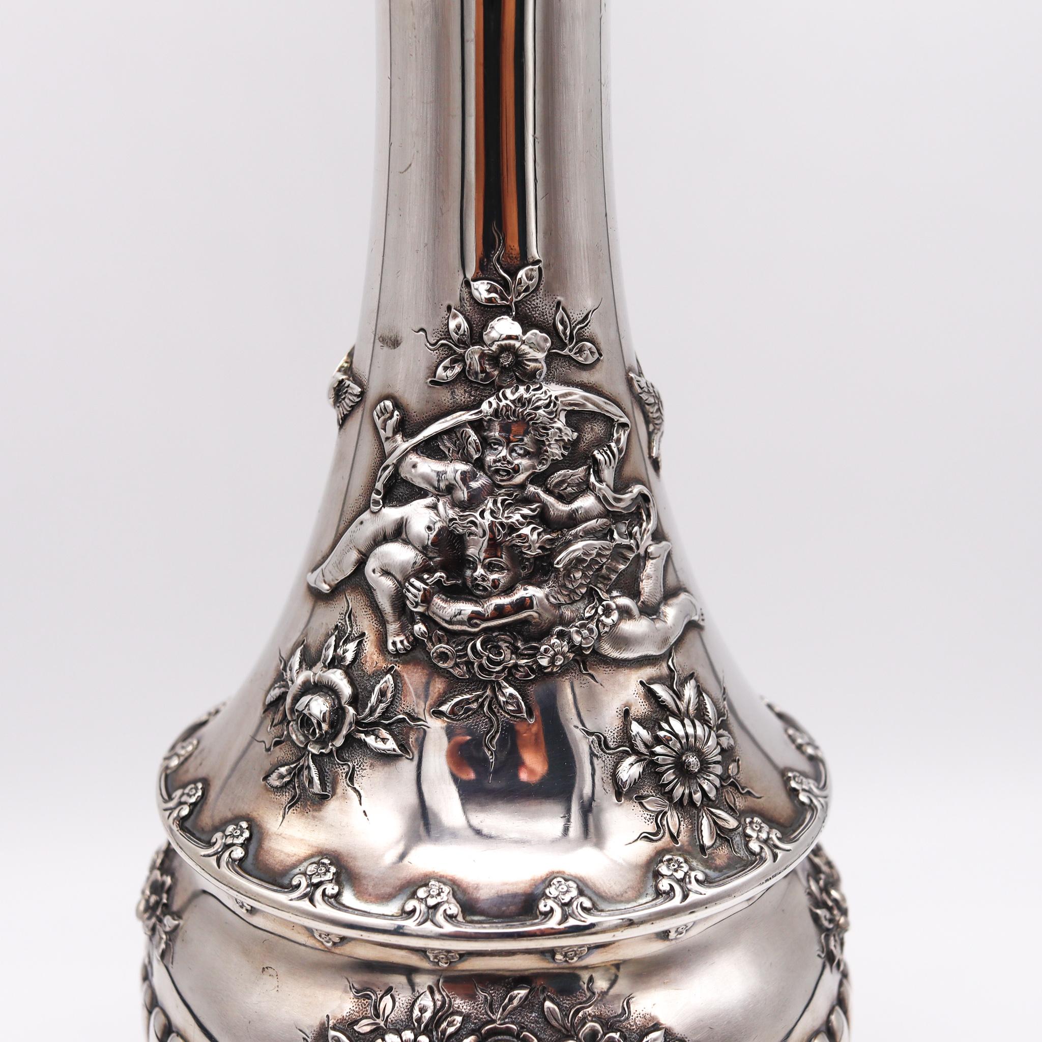 Tiffany & Co. 1900 Charles L Tiffany Edwardian Art Nouveau Sterling Trumpet Vase For Sale 2
