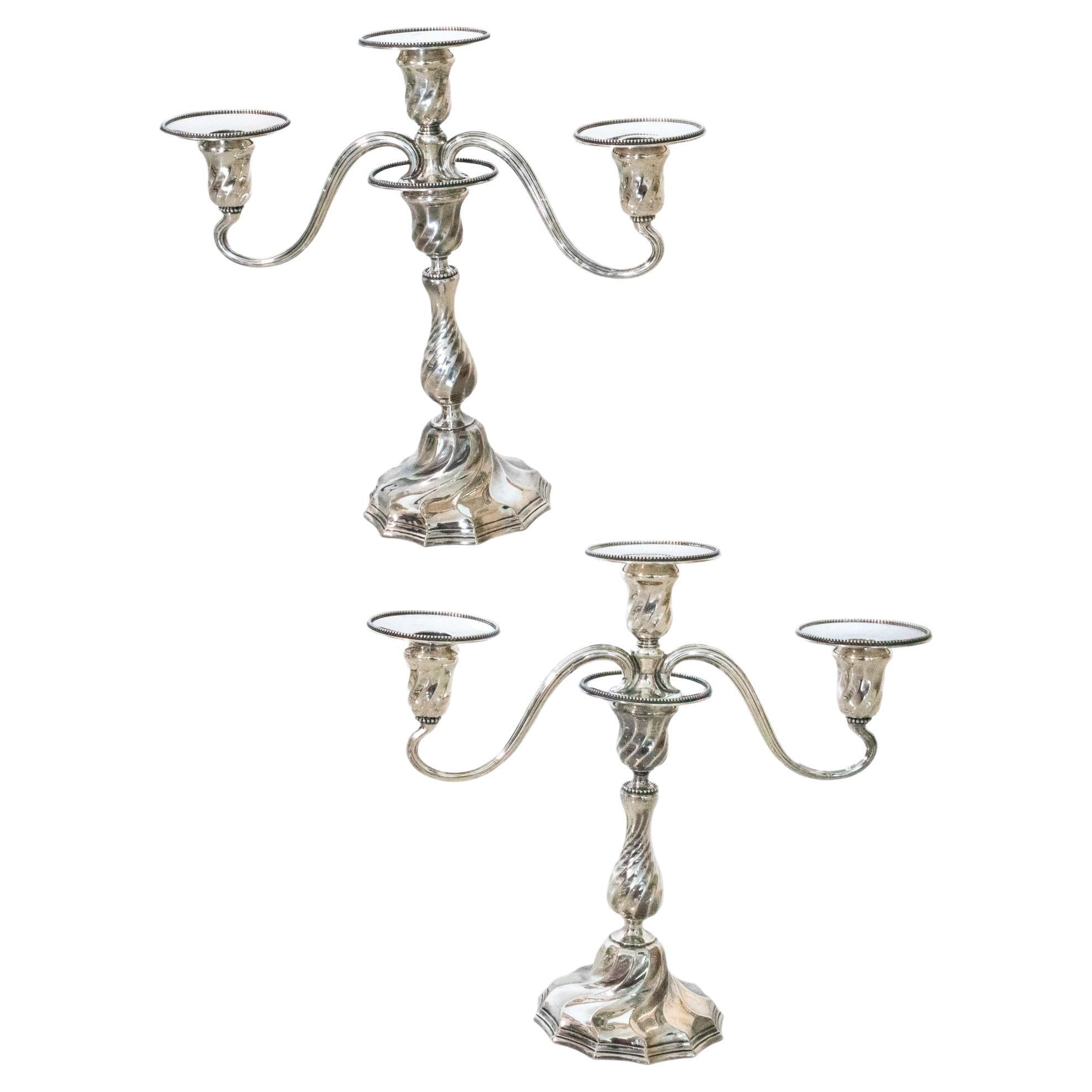Tiffany & Co. 1902 New York Art Nouveau Pair of Convertible Candelabras Sterling For Sale