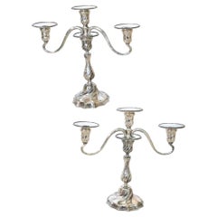 Tiffany & Co. 1902 New York Art Nouveau Pair of Convertible Candelabras Sterling