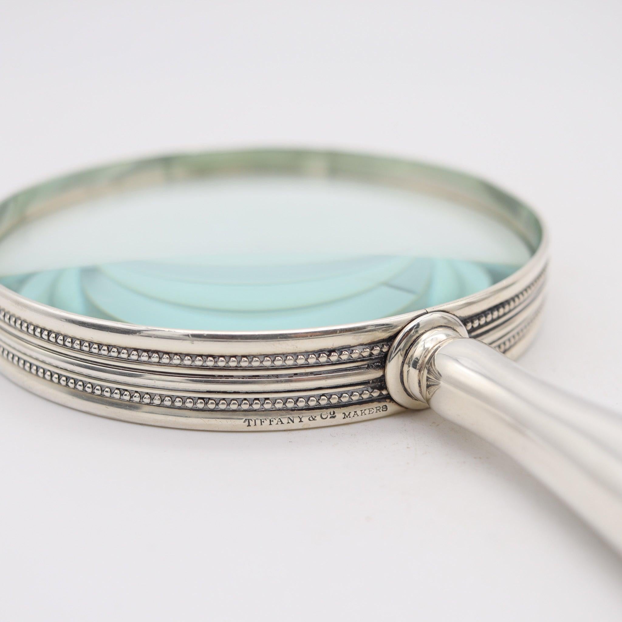 TIFFANY & CO. 1905 Charles T. Cook Schreibtisch Lupe Glas in .925 Sterling Silber (Edwardian) im Angebot