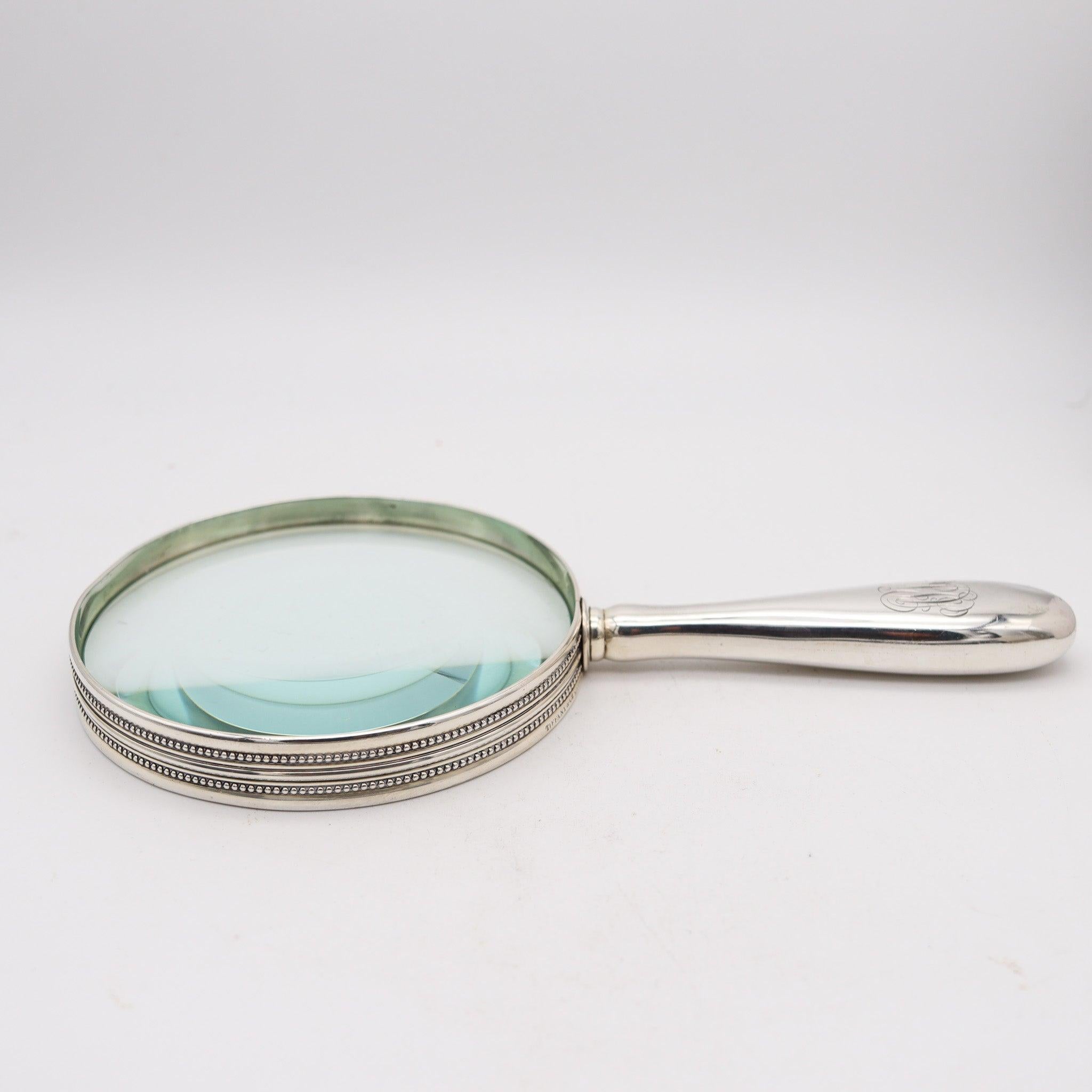 TIFFANY & CO. 1905 Charles T. Cook Schreibtisch Lupe Glas in .925 Sterling Silber (Frühes 20. Jahrhundert) im Angebot