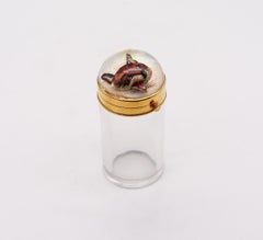 Tiffany & Co 1905 Edwardian Essex Glass Scent Bottle 18kt Gold and Rock Quartz