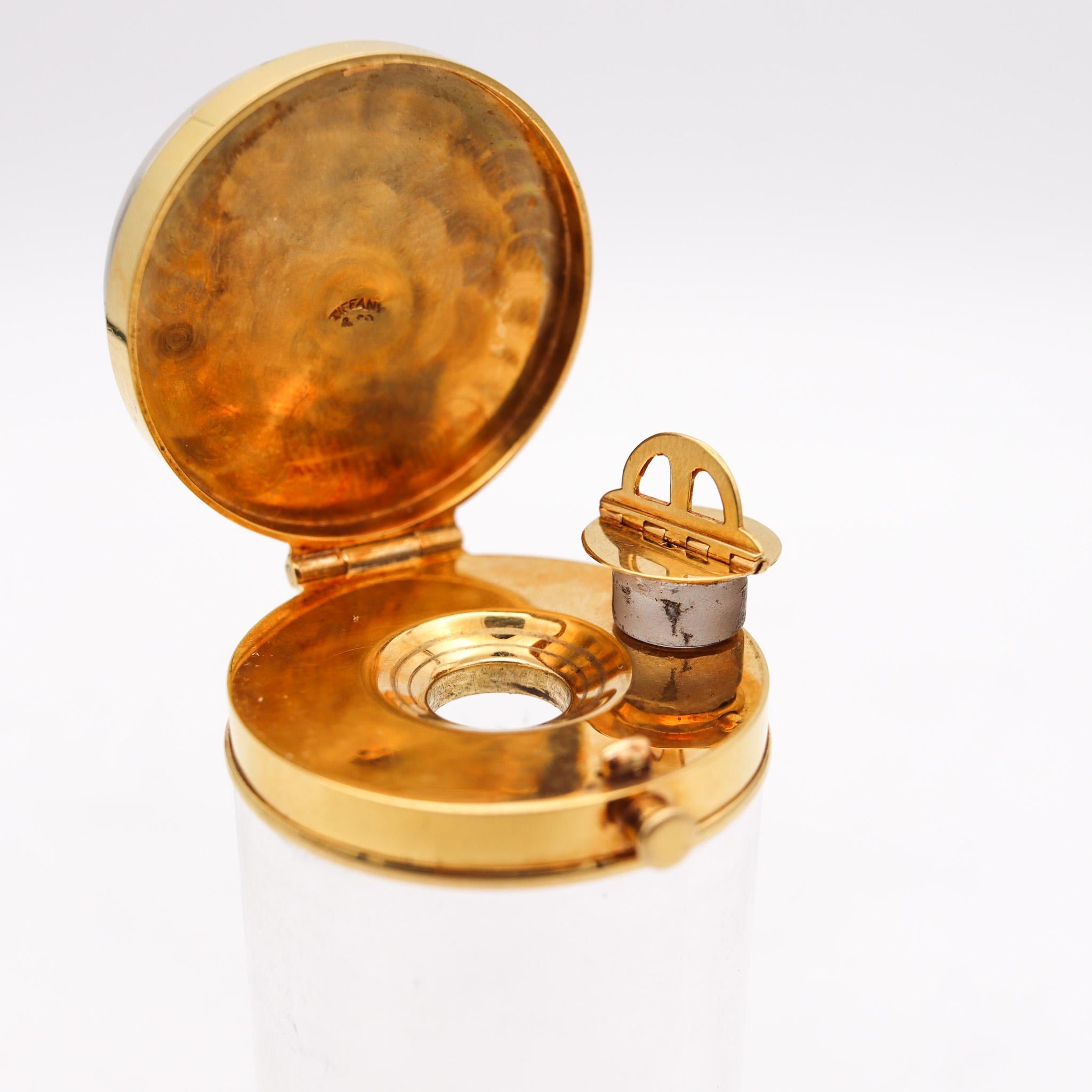 Cabochon Tiffany & Co 1905 Edwardian Essex Glass Scent Bottle 18kt Gold and Rock Quartz For Sale