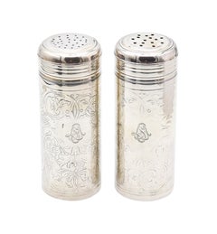 TIFFANY & CO. 1909 John C. Moore Salt-Pepper Shakers In .925 Sterling Silver