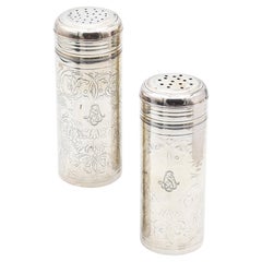 Antique TIFFANY & CO. 1909 John C. Moore Salt-Pepper Shakers In .925 Sterling Silver