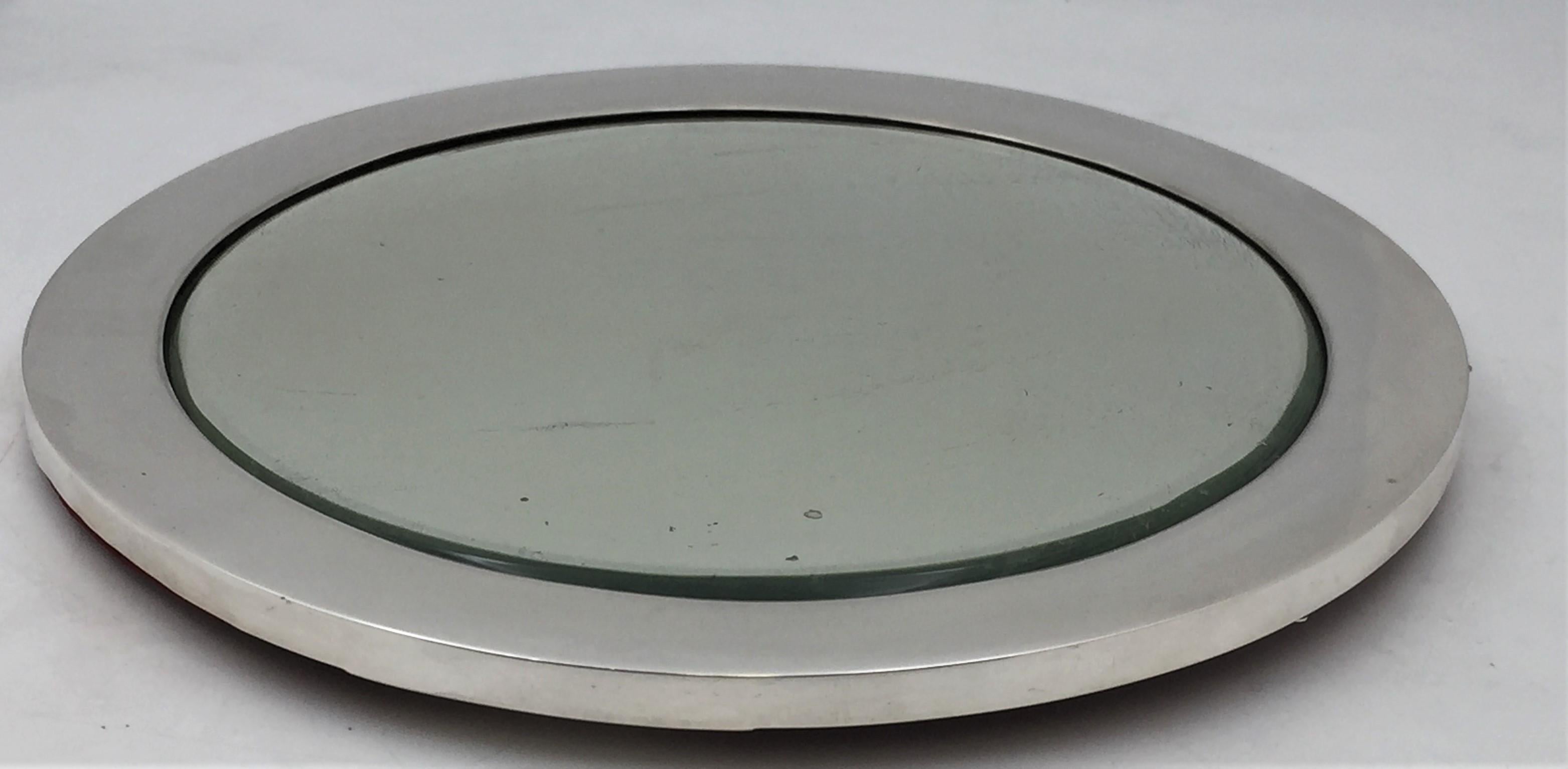 American Tiffany & Co. 1909 Sterling Silver Mirrored Platter in Art Deco Style For Sale