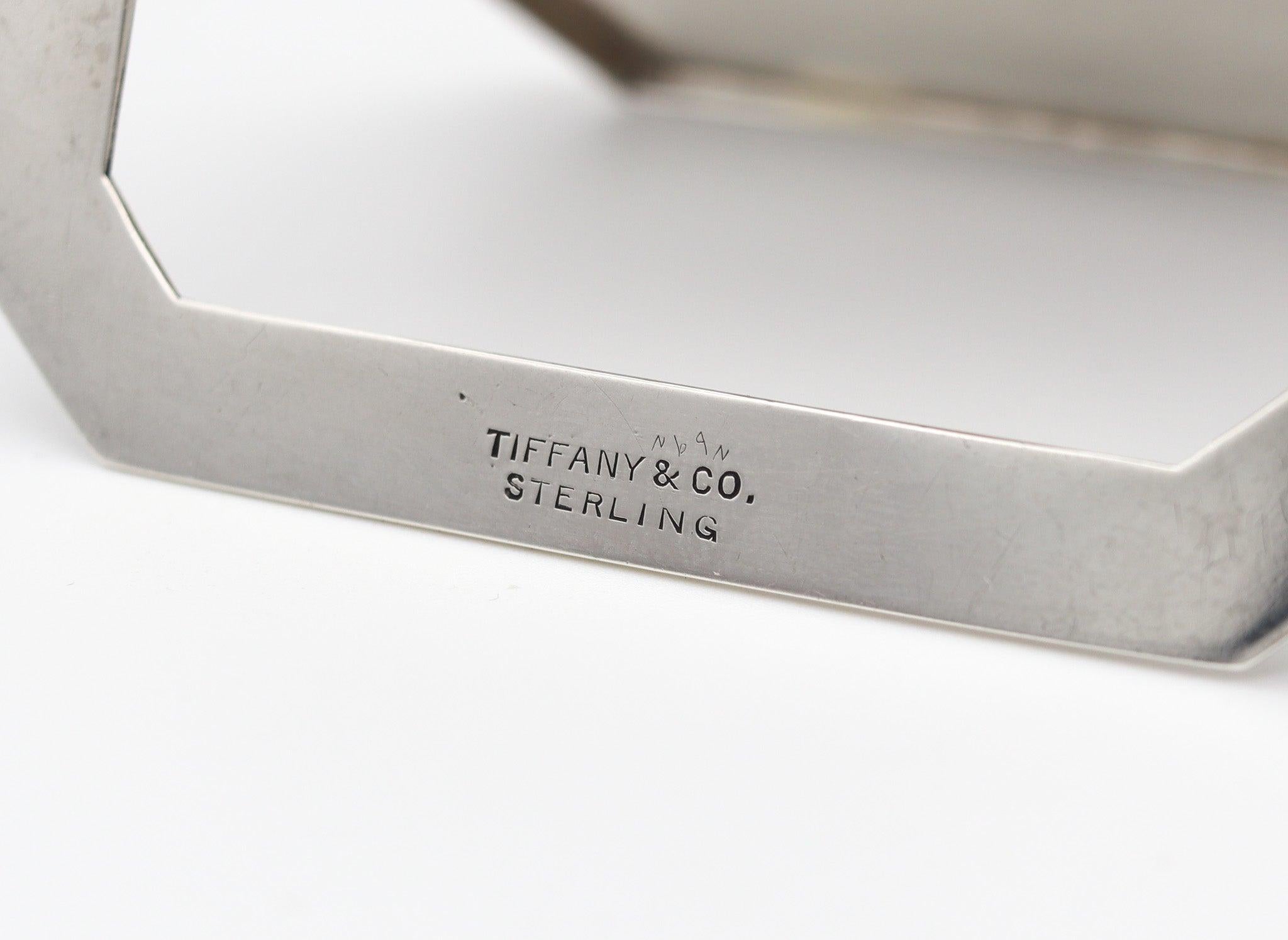 Sterling Silver TIFFANY & CO. 1910 Edwardian Enameled Guilloche 8 Days Desk Clock .925 Sterling