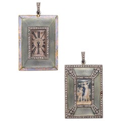 Tiffany & Co. 1910 Edwardian Guilloche Pendant Watch In Platinum With Diamonds