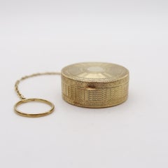 Tiffany & Co. 1910 Edwardian Guilloché Round Pill Box In 14Kt Yellow Gold