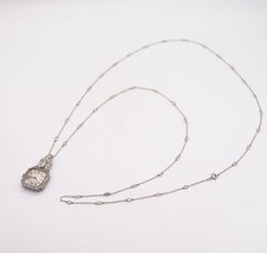 Tiffany & Co. 1918 Art Deco Watch Necklace in Platinum with 4.03ctw Diamonds