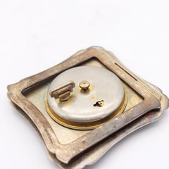 Tiffany & Co. 1920 Art Deco 8 Days Desk Clock Sterling Silver & Enamel with Box