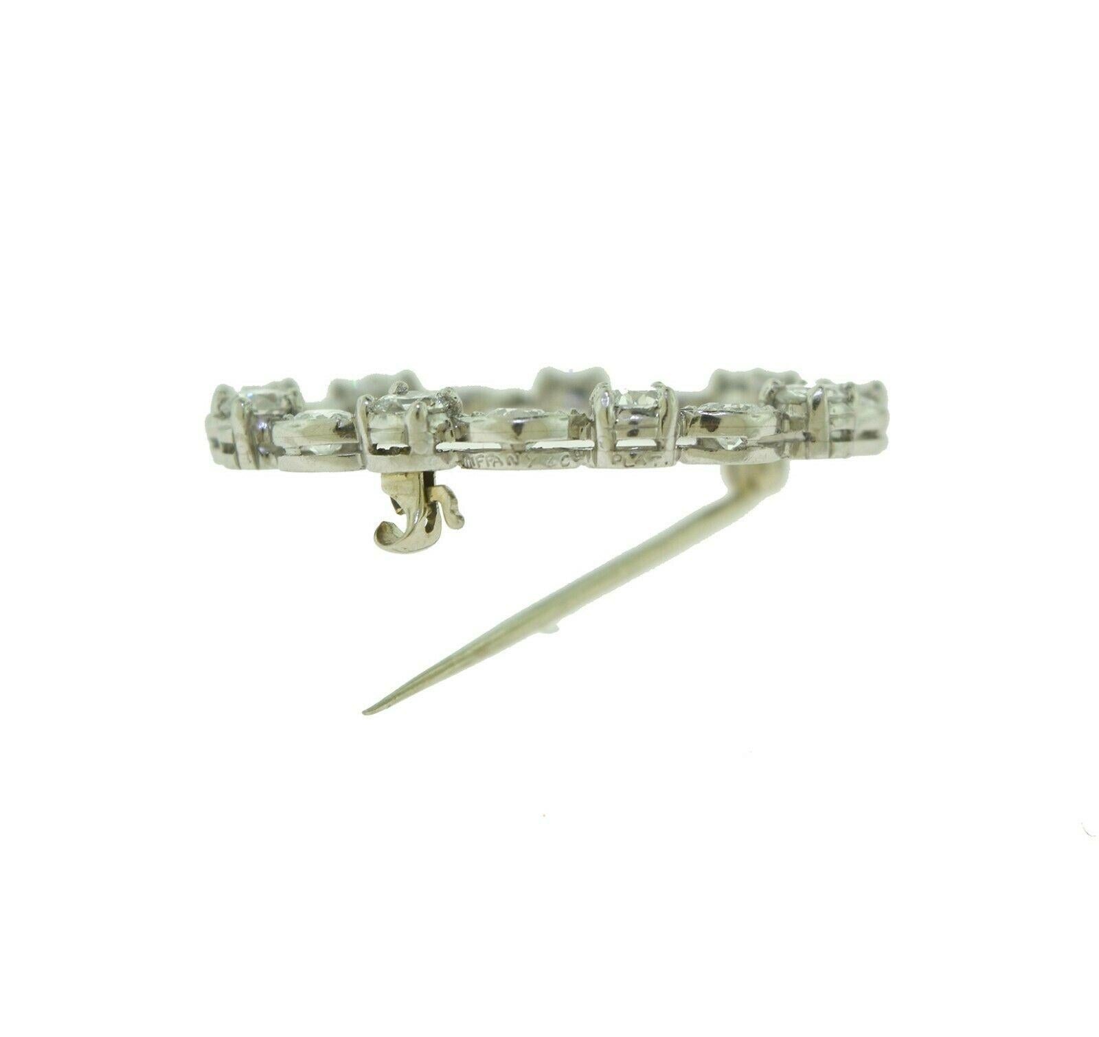 Round Cut Tiffany & Co. 1920 Art Deco Platinum Round Diamond Brooch Pin For Sale