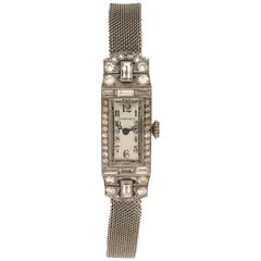 Tiffany & Co. 1920er Jahre Art Deco Damen Platin und Diamant-Armband Armbanduhr