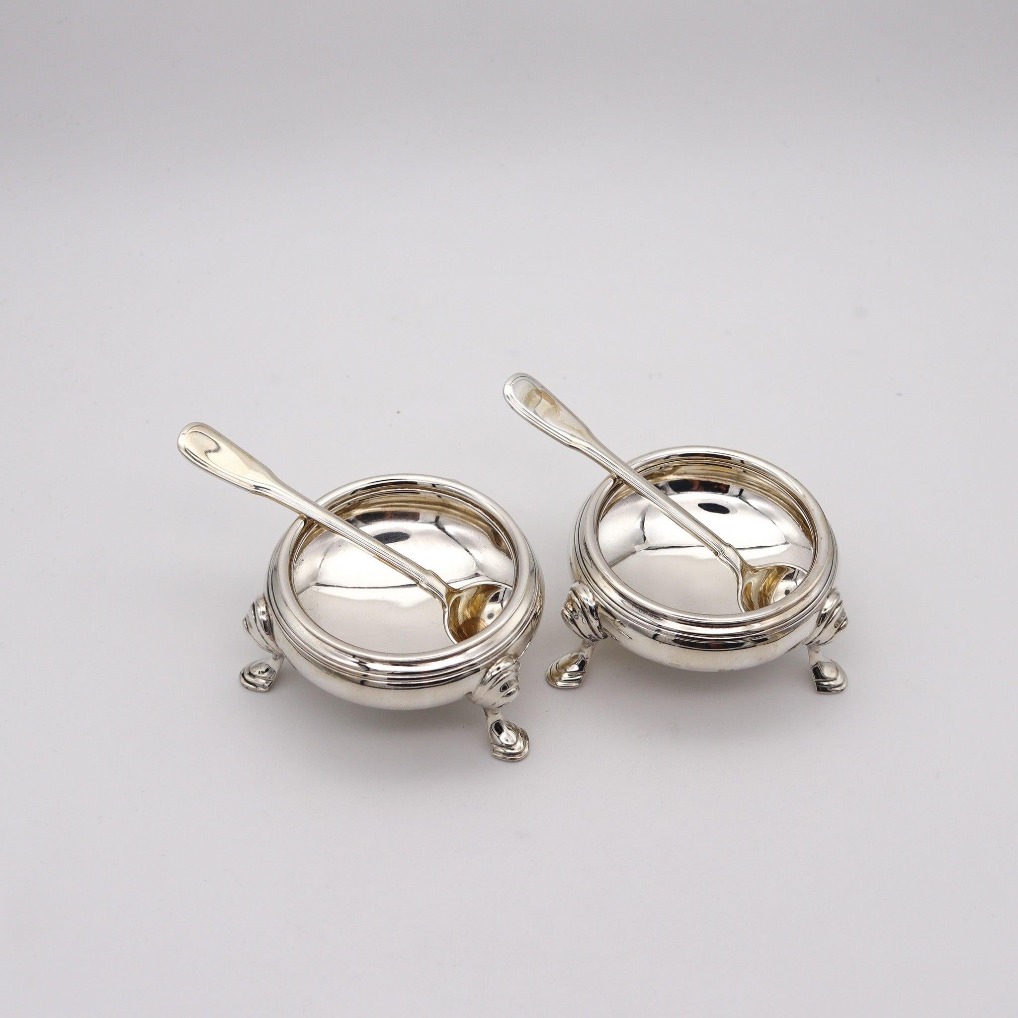 TIFFANY & CO. 1921 John C. Moore Pareja de saleros abiertos de plata de ley .925 Art Decó en venta