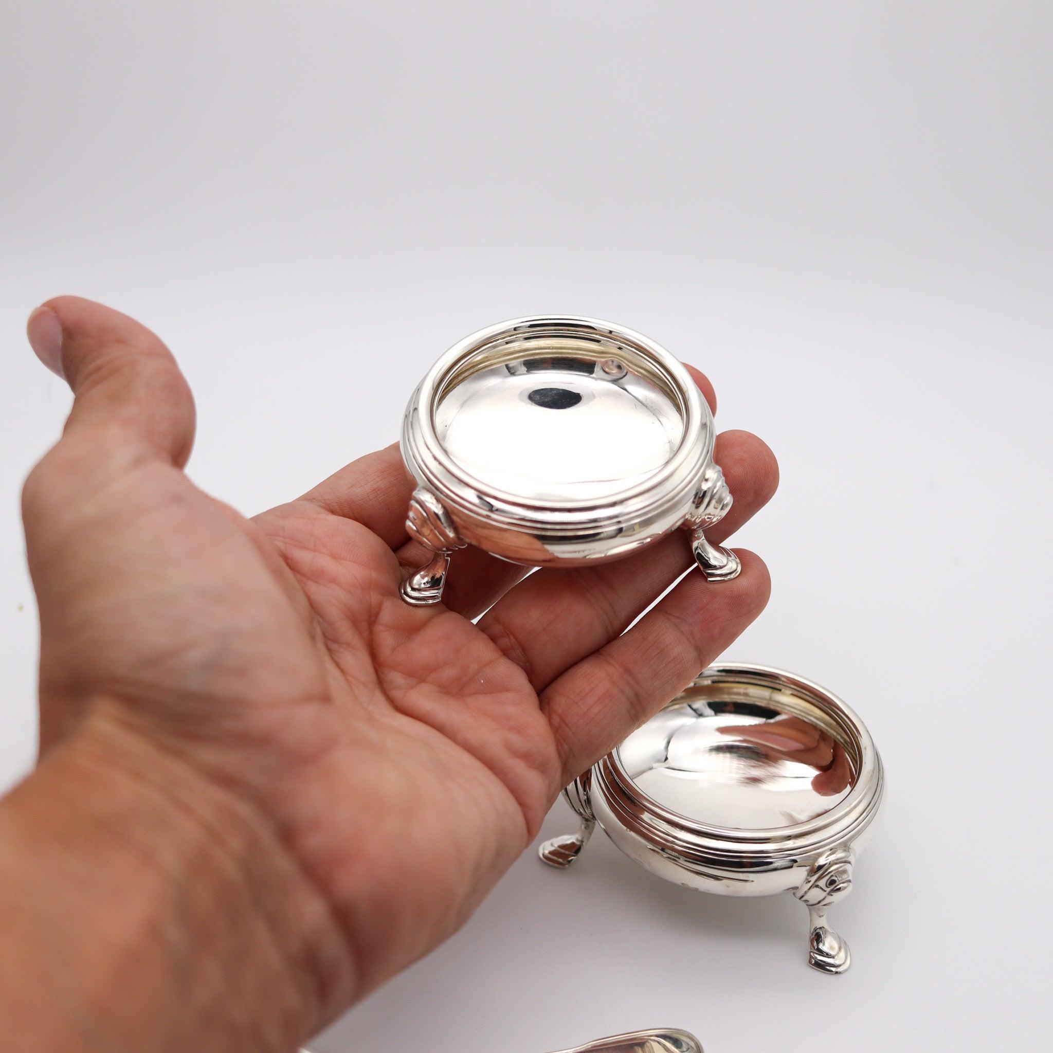 TIFFANY & CO. 1921 John C. Moore Pareja de saleros abiertos de plata de ley .925 Silver en venta
