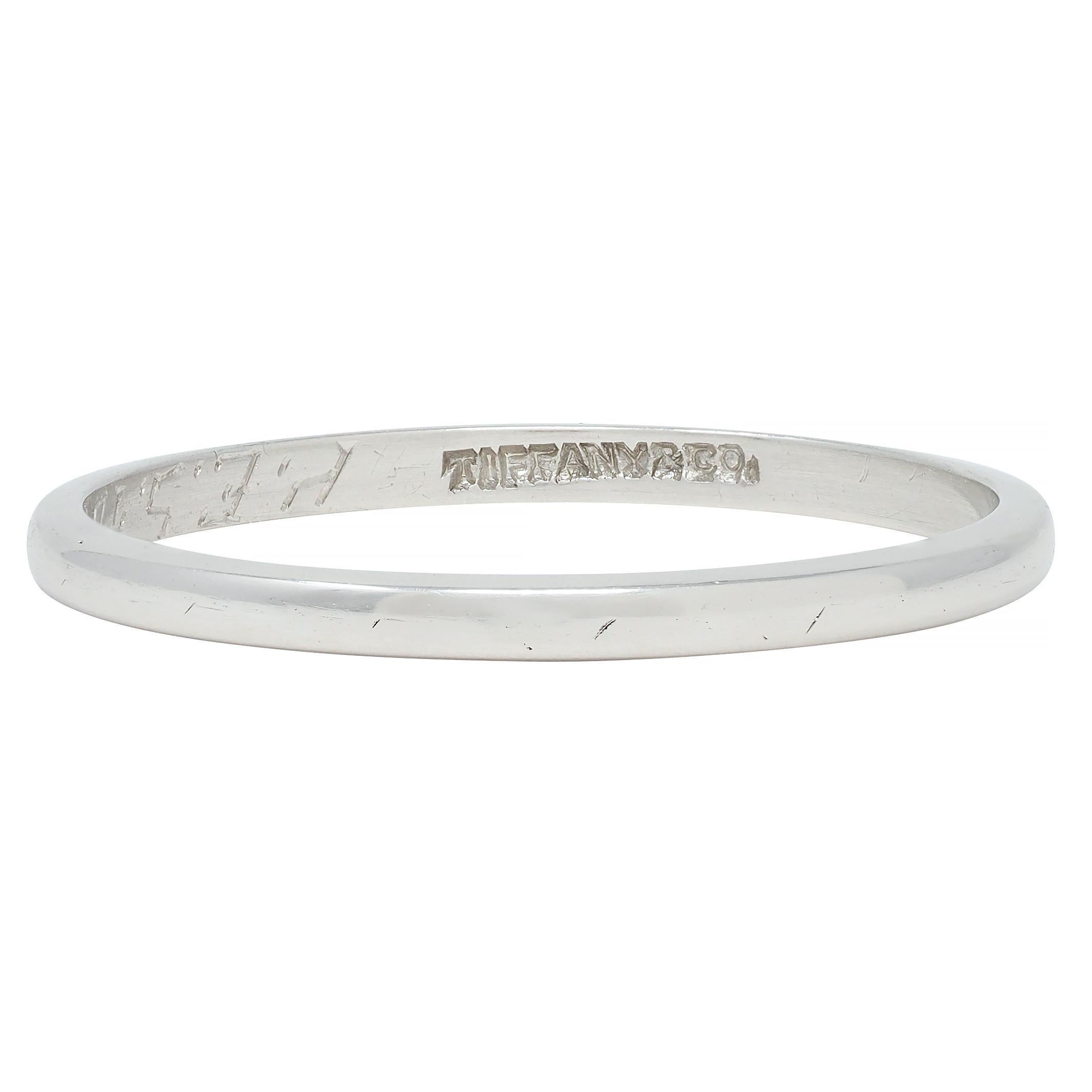 Tiffany & Co. 1923 Art Deco Platinum Antique Wedding Band Ring In Excellent Condition In Philadelphia, PA