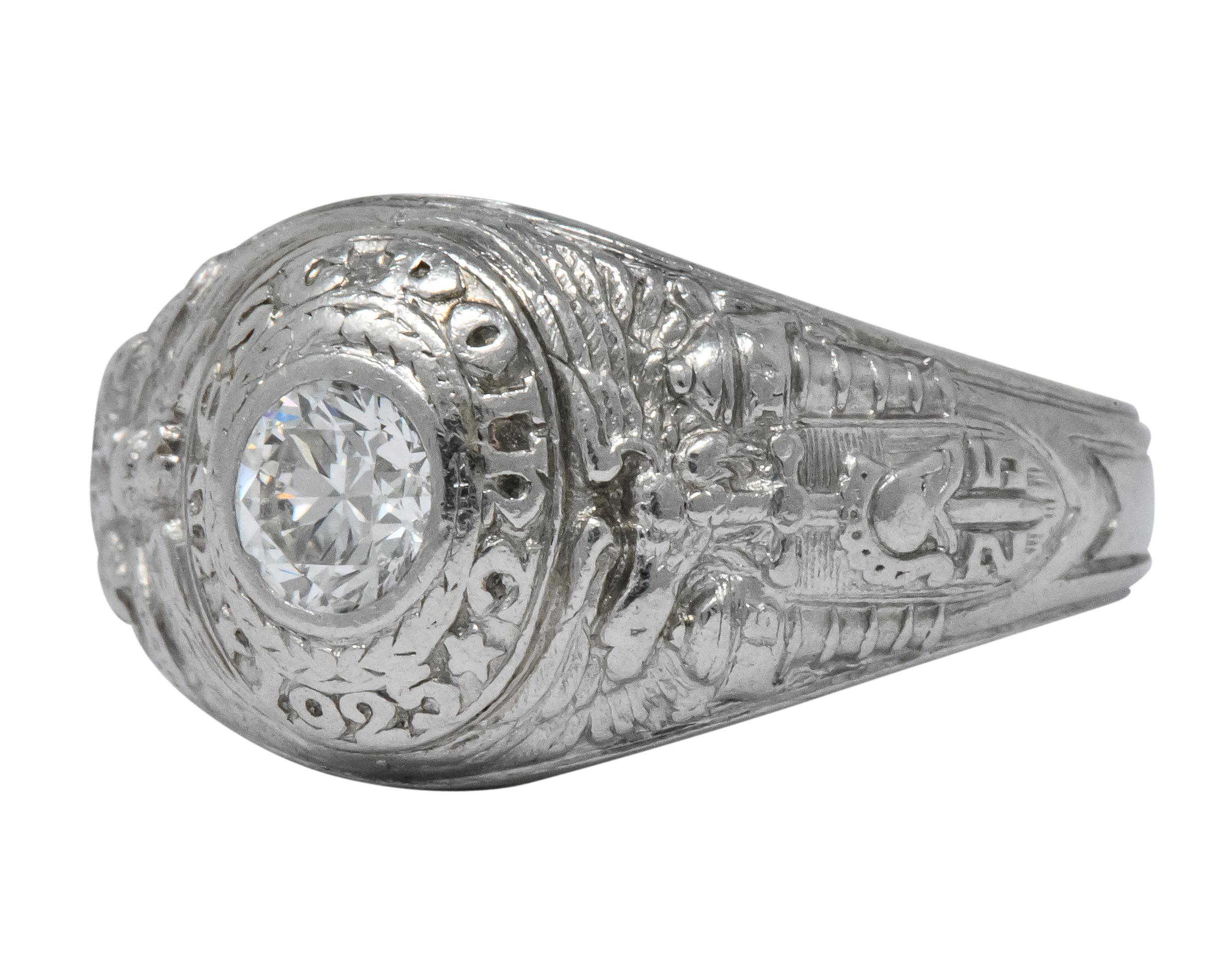Art Deco Tiffany & Co. 1925 Diamond Platinum West Point Class Unisex Ring