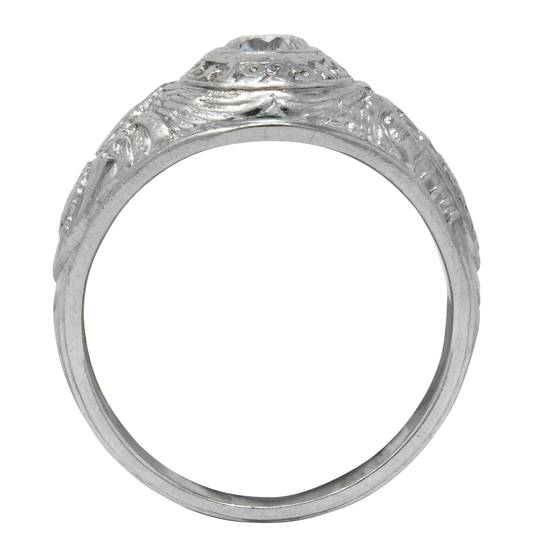 Old European Cut Tiffany & Co. 1925 Diamond Platinum West Point Class Unisex Ring
