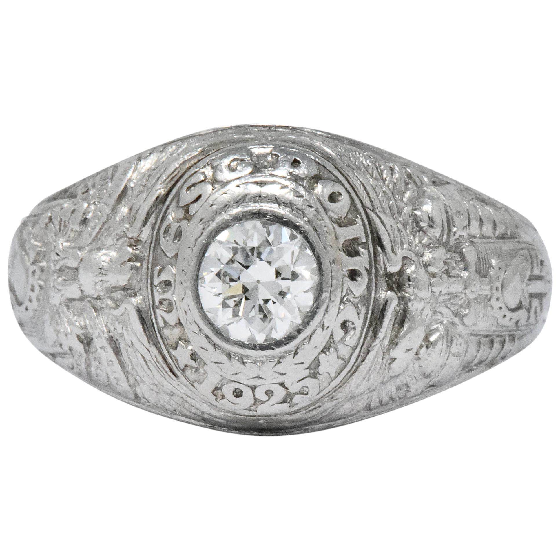 Tiffany & Co. 1925 Diamond Platinum West Point Class Unisex Ring