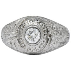 Antique Tiffany & Co. 1925 Diamond Platinum West Point Class Unisex Ring