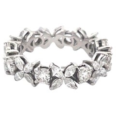 Vintage Tiffany & Co 1.93 Carat Round  and Marquis Diamond Platinum Enternity Band Ring