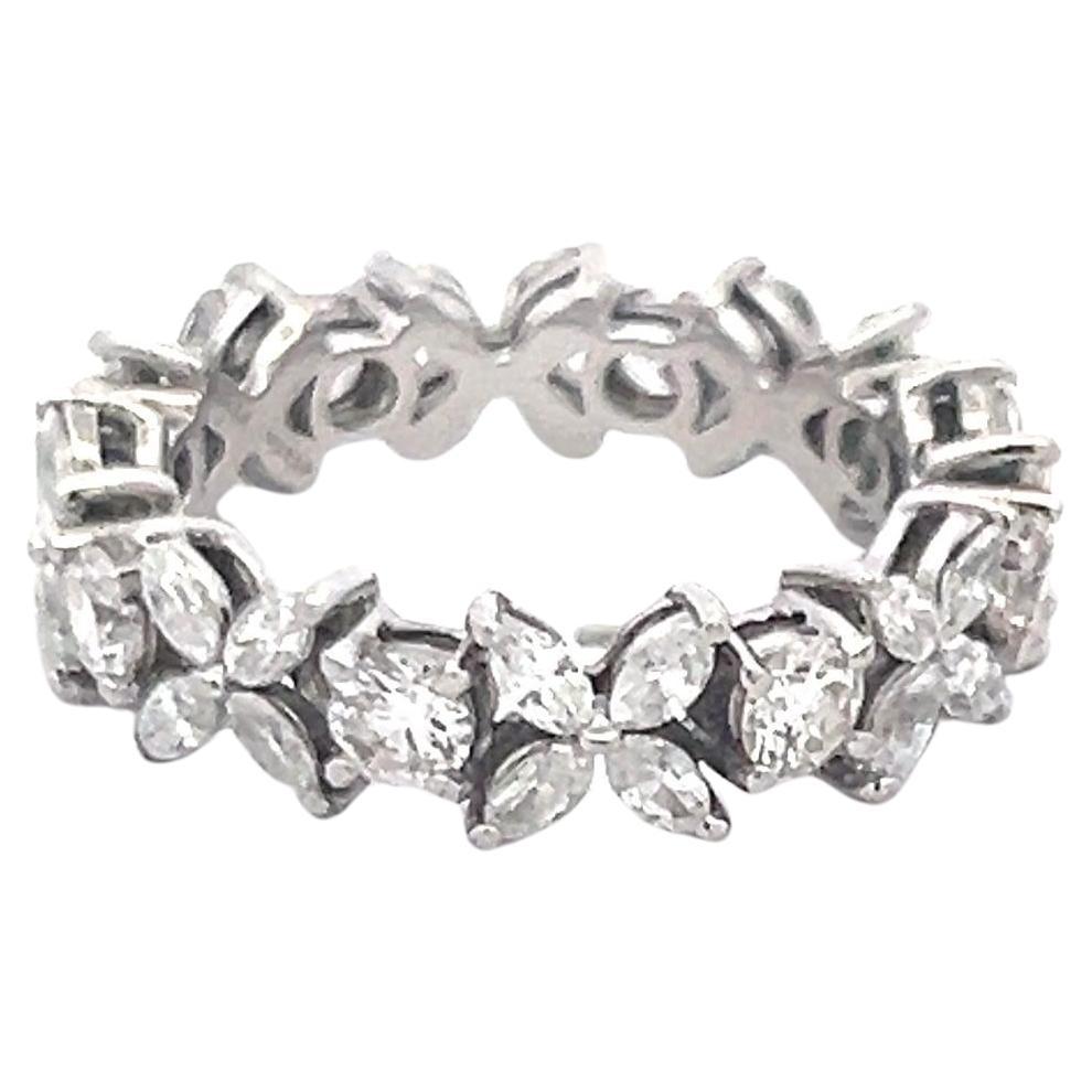 Tiffany & Co 1.93 Carat Round  and Marquis Diamond Platinum Enternity Band Ring For Sale