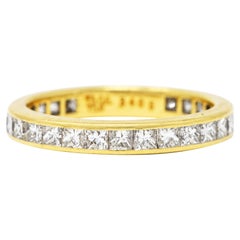 Tiffany & Co. 1.93 Carats Princess Cut Diamond 18 Karat Yellow Gold Band Ring 