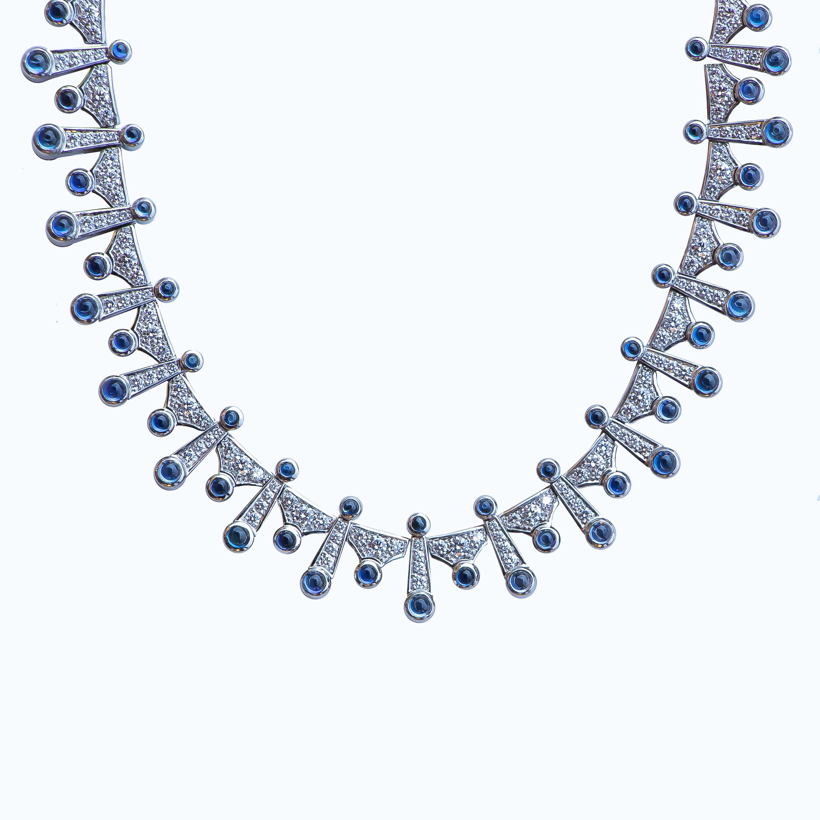 Tiffany & Co. Necklace Yogo Montana Sapphires 20 Carat and Diamonds 12 Carat In Good Condition In Carlsbad, CA