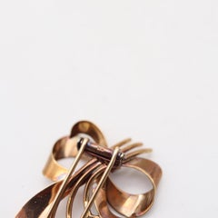 TIFFANY & CO. 1935 Retro Modernist Brooch In 14Kt Gold Sapphires & Aquamarine