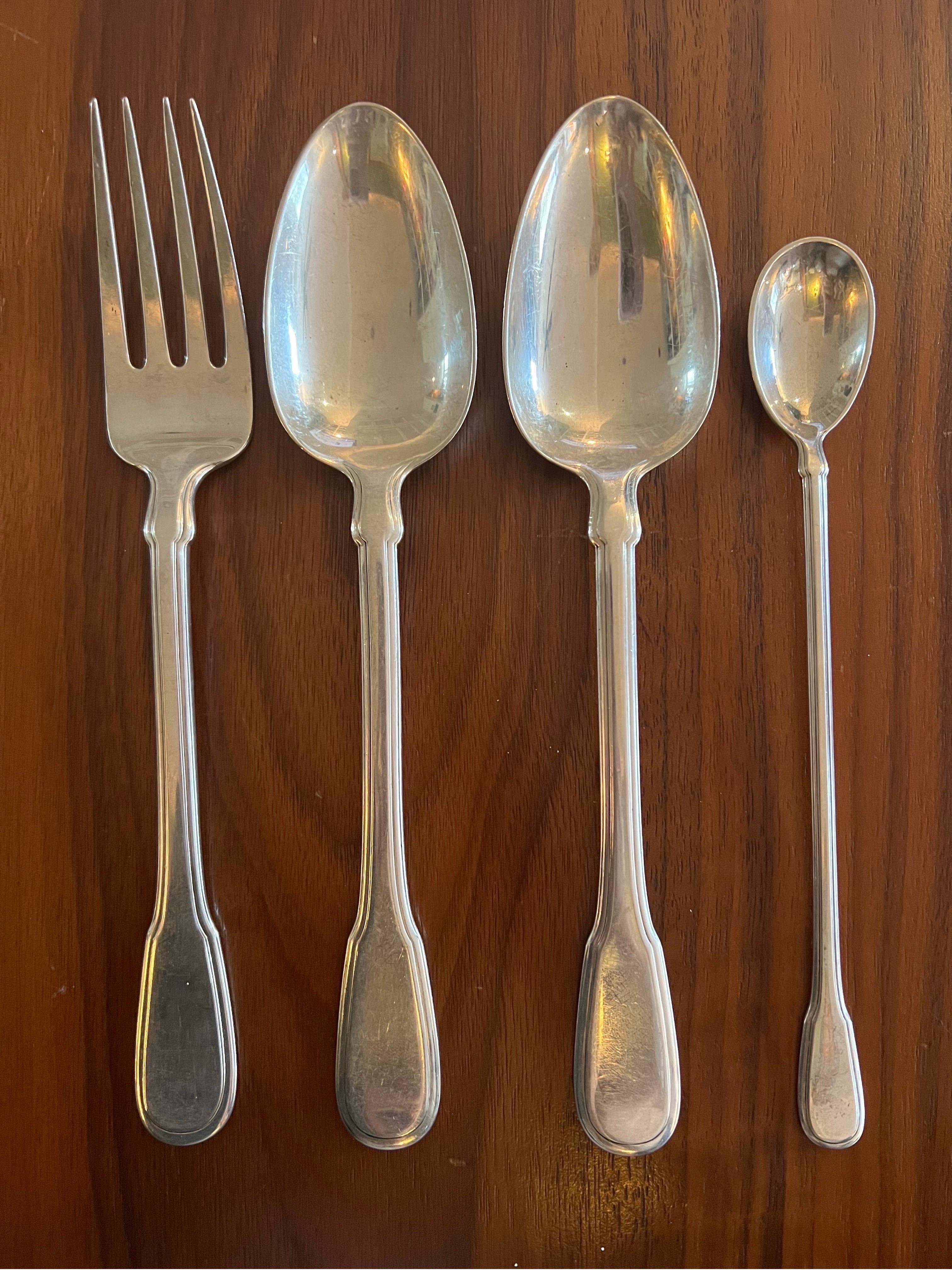 Tiffany & Co. 1938 Hamilton Pattern Serving Fork, Spoons & Tea Spoon, Set of 4 2