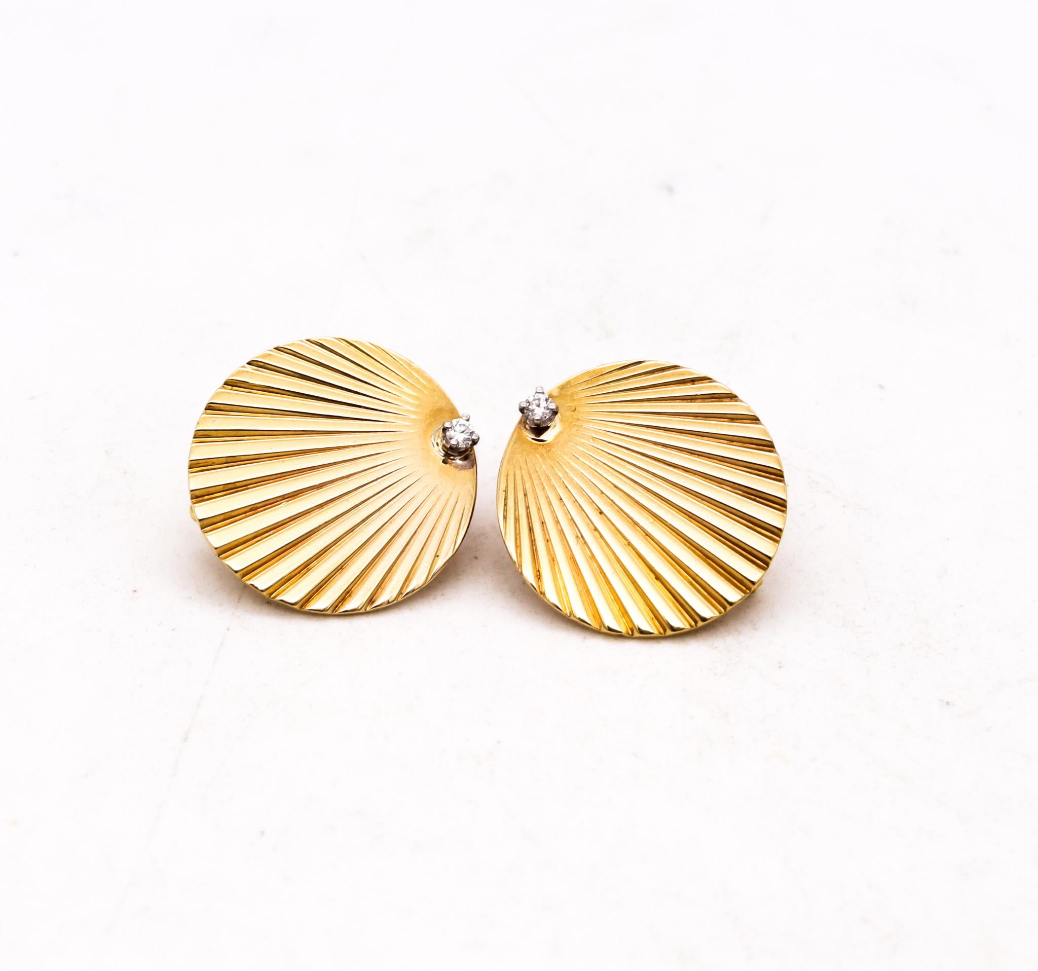 Brilliant Cut Tiffany Co. 1940 by George Schuler Art Deco Earrings with Diamonds in 14Kt Gold